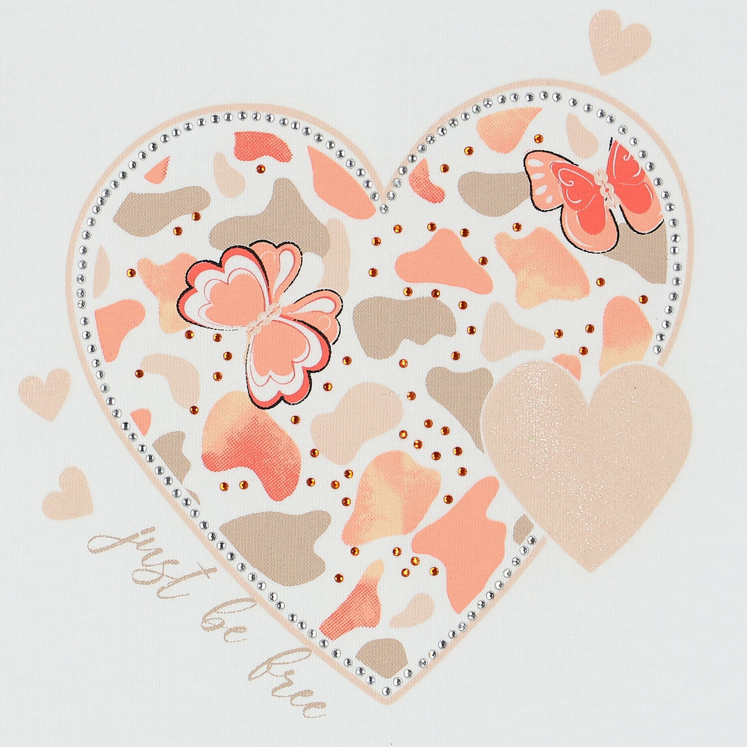 فستان بنات بطبعة قلب باللون الابيض, 1, hi-res