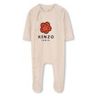 طقم ملابس اطفال مزين بالزهور باللونين البيج و الوردي (قطعتين), 1, hi-res