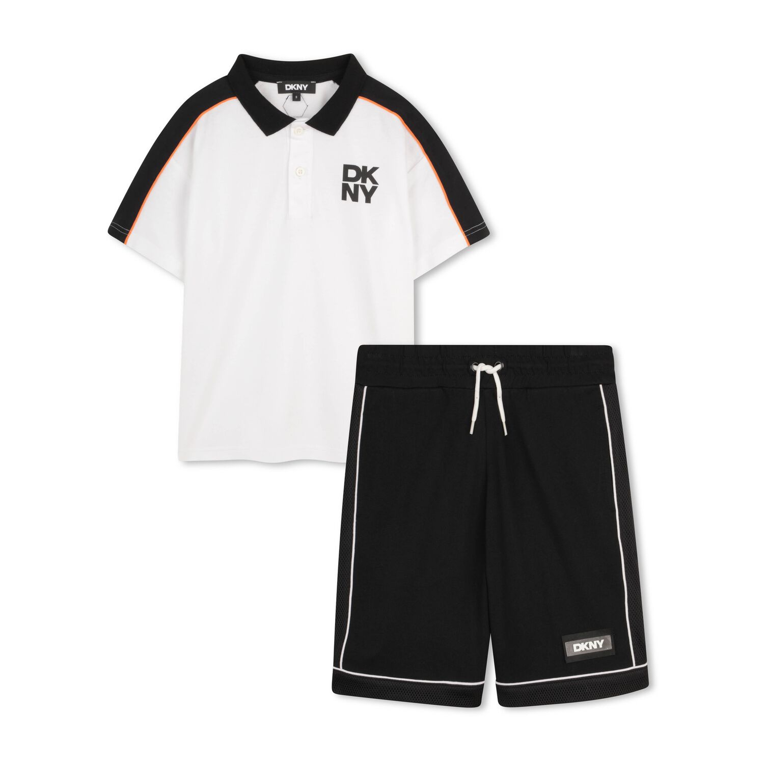 Boys White & Black Shorts Set, 1, hi-res