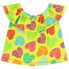 Girls Yellow Palm Leaves Top, 1, hi-res