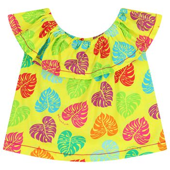 Girls Yellow Palm Leaves Top