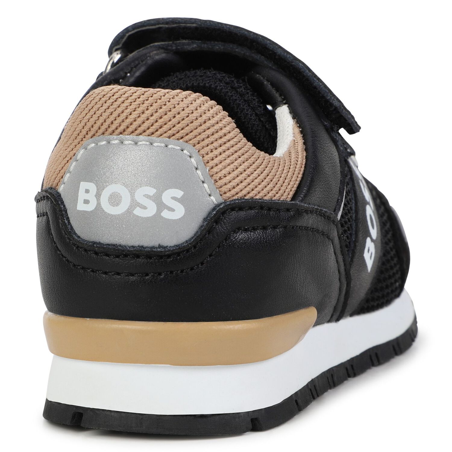 Younger Boys Black & Beige Logo Trainers, 1, hi-res