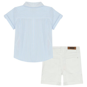 Younger Boys Blue & White Shorts Set