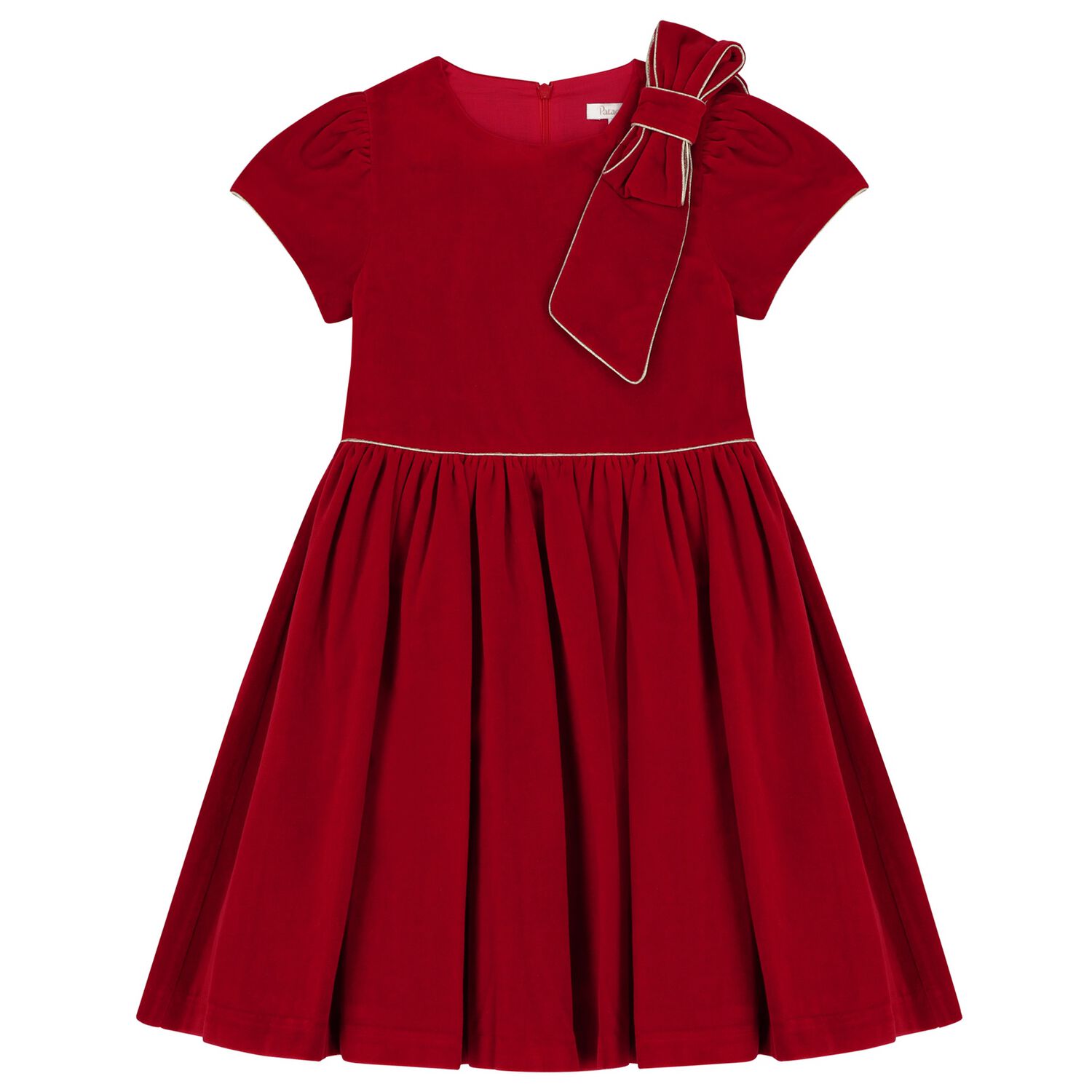 Girls Red Bow Velvet Dress, 1, hi-res image number null