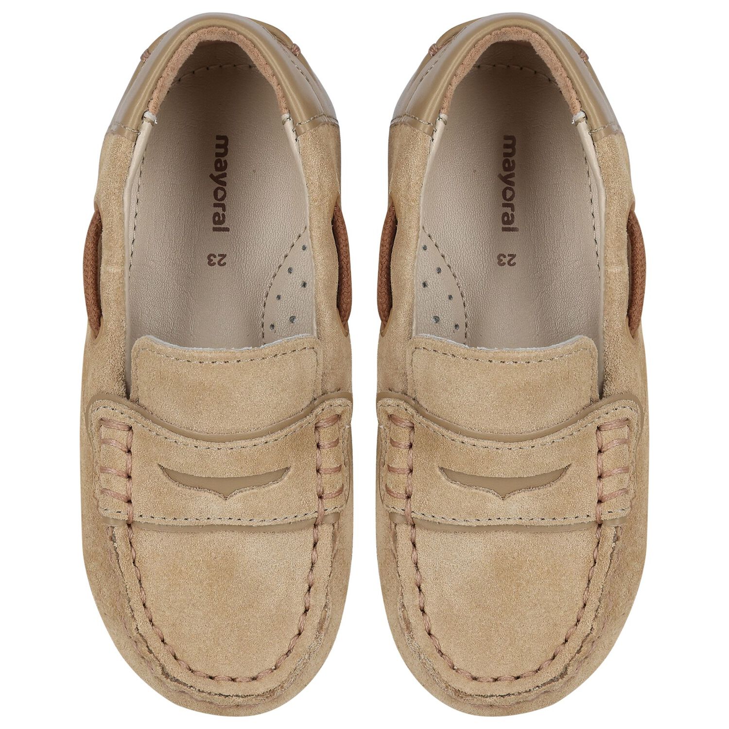 Younger Boys Beige Suede Leather Moccasins, 2, hi-res