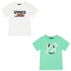 تي شيرتات مطبوعة باللونين الأخضر والأبيض للأولاد, 1, hi-res