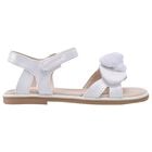 Girls White Logo Flower Sandals , 1, hi-res