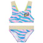Girls Blue & Pink Logo Bikini, 1, hi-res