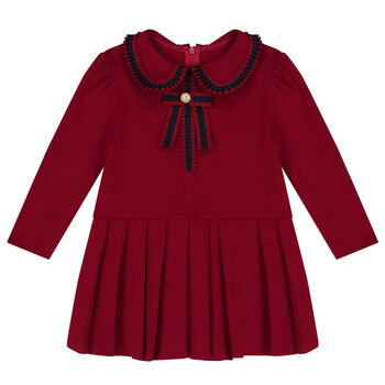 Girls Red Pleated Dress