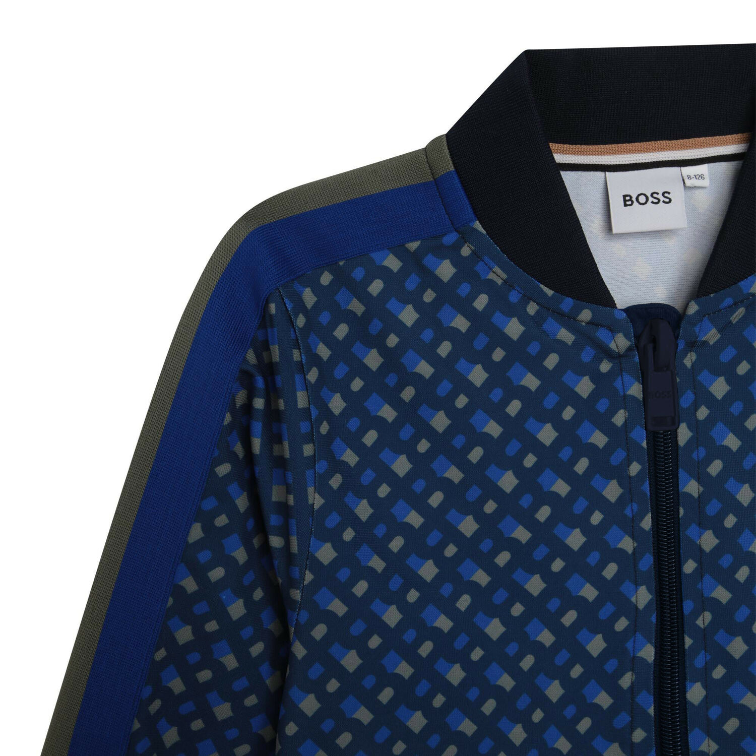 Boys Blue Monogram Logo Zip-Up Top, 1, hi-res image number null