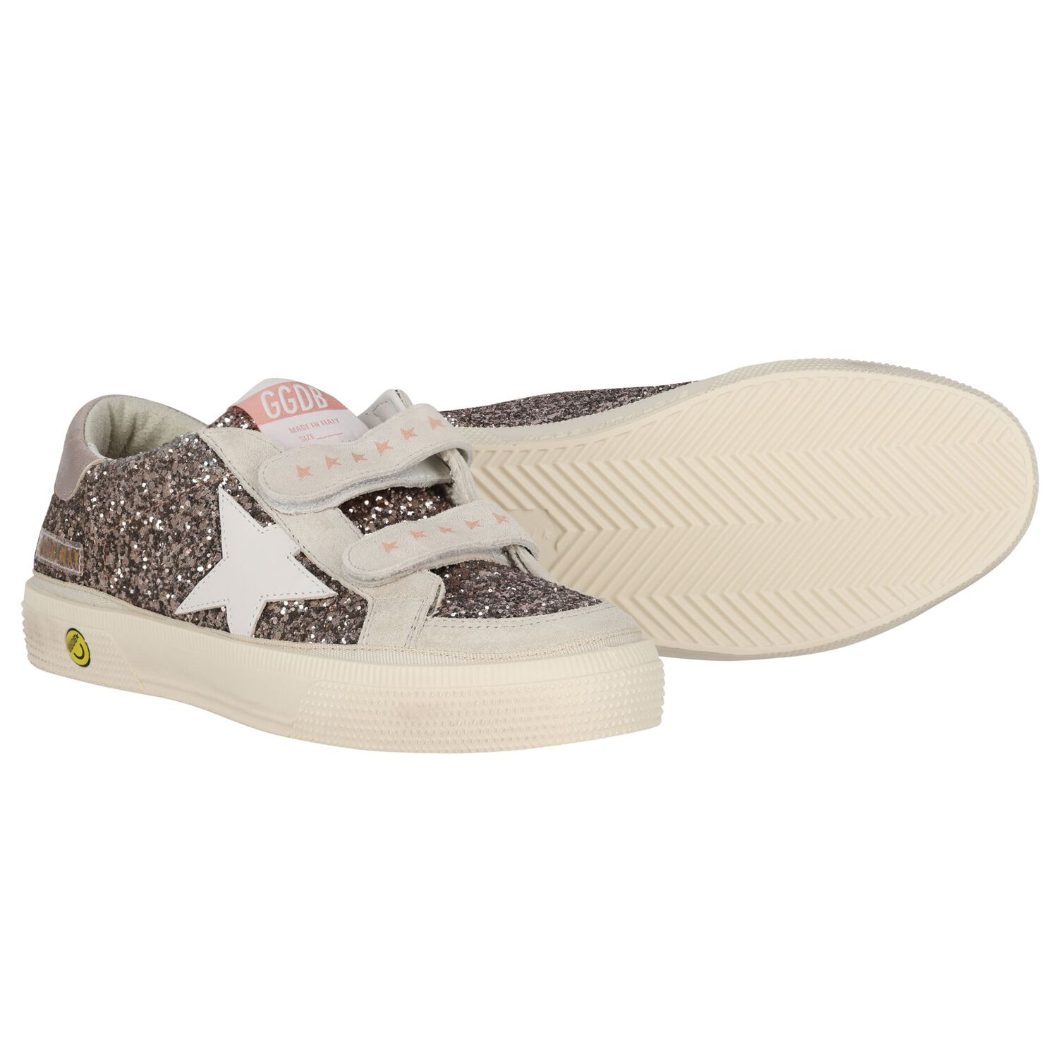 حذاء رياضي مزين باللون الفضي والعاجي للبنات, 1, hi-res