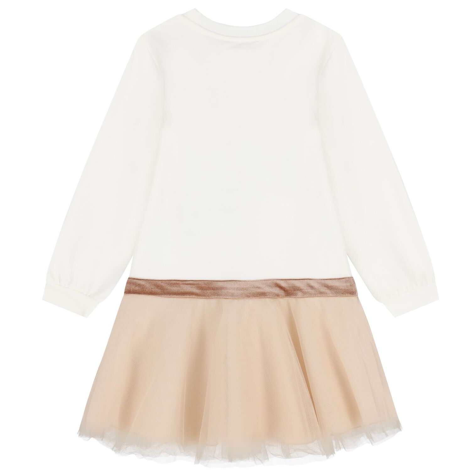 فستان بنات بطبعه تيدى بير باللون العاجى والبيج , 1, hi-res