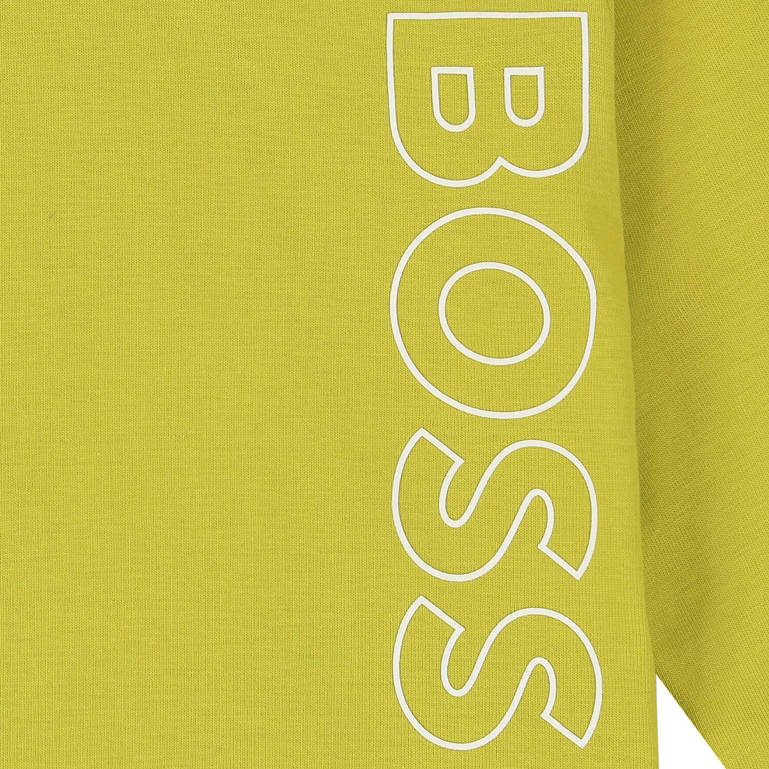 Younger Boys Lime Green Logo Long Sleeve Top, 1, hi-res