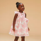 Girls Pink & White Floral Organza Dress, 1, hi-res