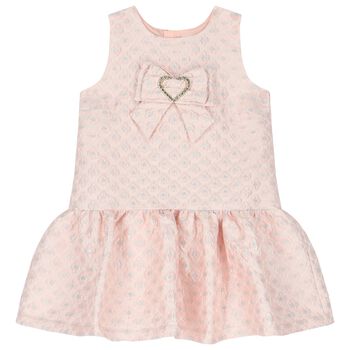 Girls Pink Jacquard Flower Dress