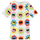 Girls White Sun T-Shirt Dress, 1, hi-res