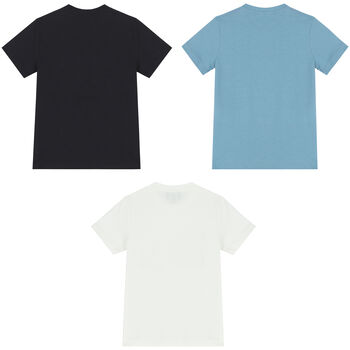 Boys Navy, Ivory & Blue Logo T-Shirts ( 3-Pack )