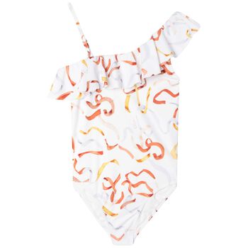 Girls Ivory Ribbon Swimsuit