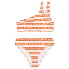 Girls White & Orange Striped Bikini, 1, hi-res