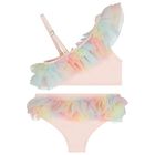 Girls Pink Ruffled Tulle Bikini, 1, hi-res