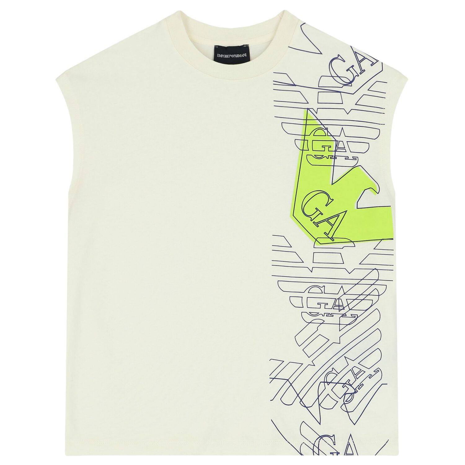 طقم أولاد شورت بالشعار باللون العاجي والأخضر, 2, hi-res image number null