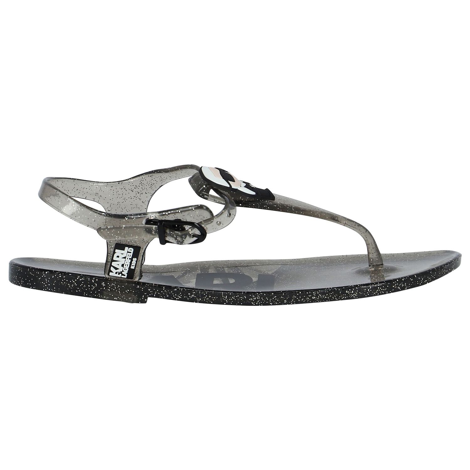Girls Black Karl & Choupette Sandals, 1, hi-res