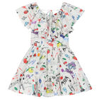 فستان بنات بالشعار باللون العاجي, 1, hi-res