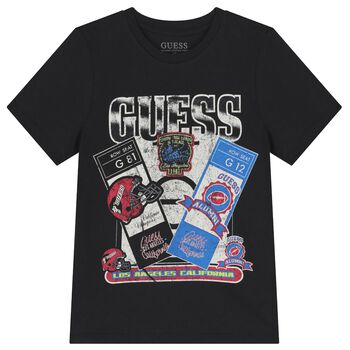 Guess Boys Black Logo T-SHirt, 3 Boys Black Logo T-SHirt