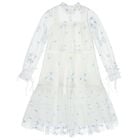 Girls White & Blue Floral Tulle Dress , 1, hi-res