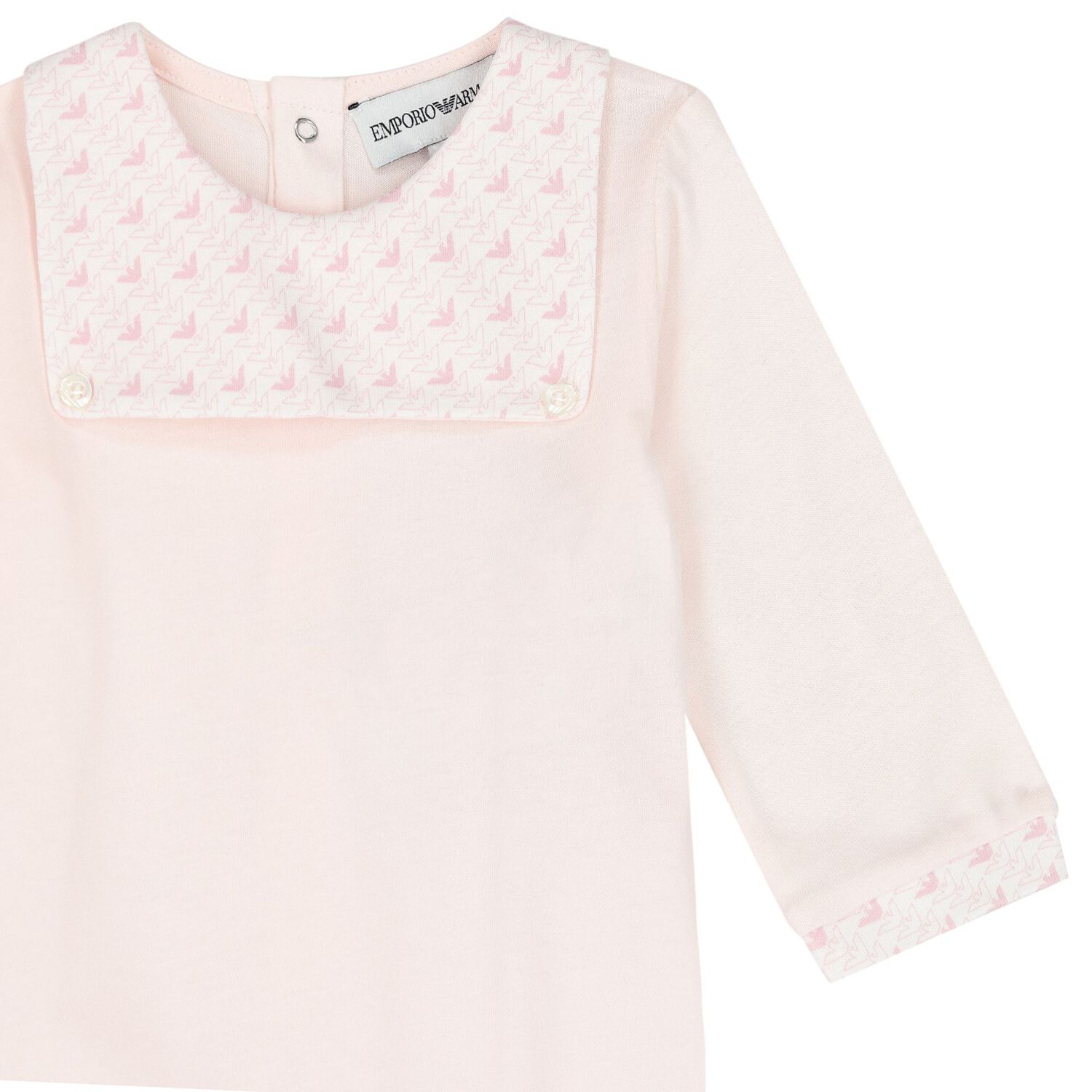 طقم بنات أفرول بالشعار باللون الزهري, 2, hi-res