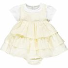 Baby Girls White & Yellow Stripes Romper Set, 1, hi-res