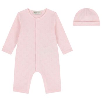 Baby Girls Pink GG Logo Romper Gift Set