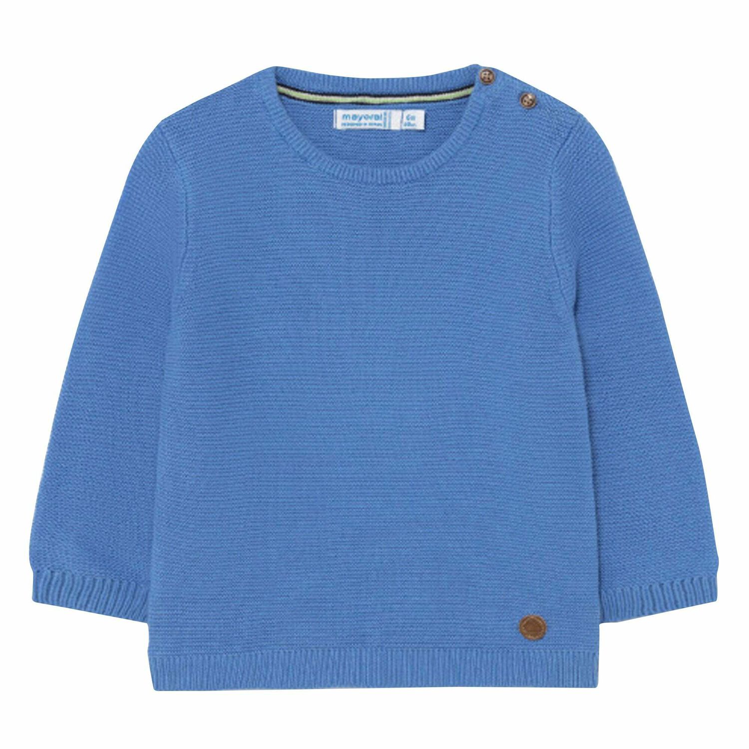 Younger Boys Blue Knitted Jumper, 1, hi-res