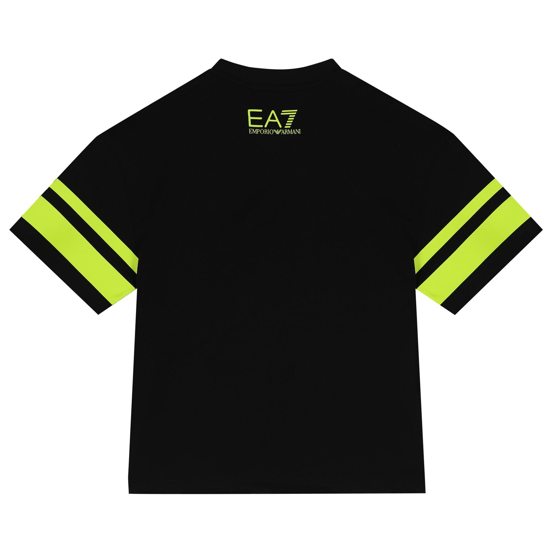 EA7 Emporio Armani Boys Black Green Logo T Shirt Junior Couture UAE
