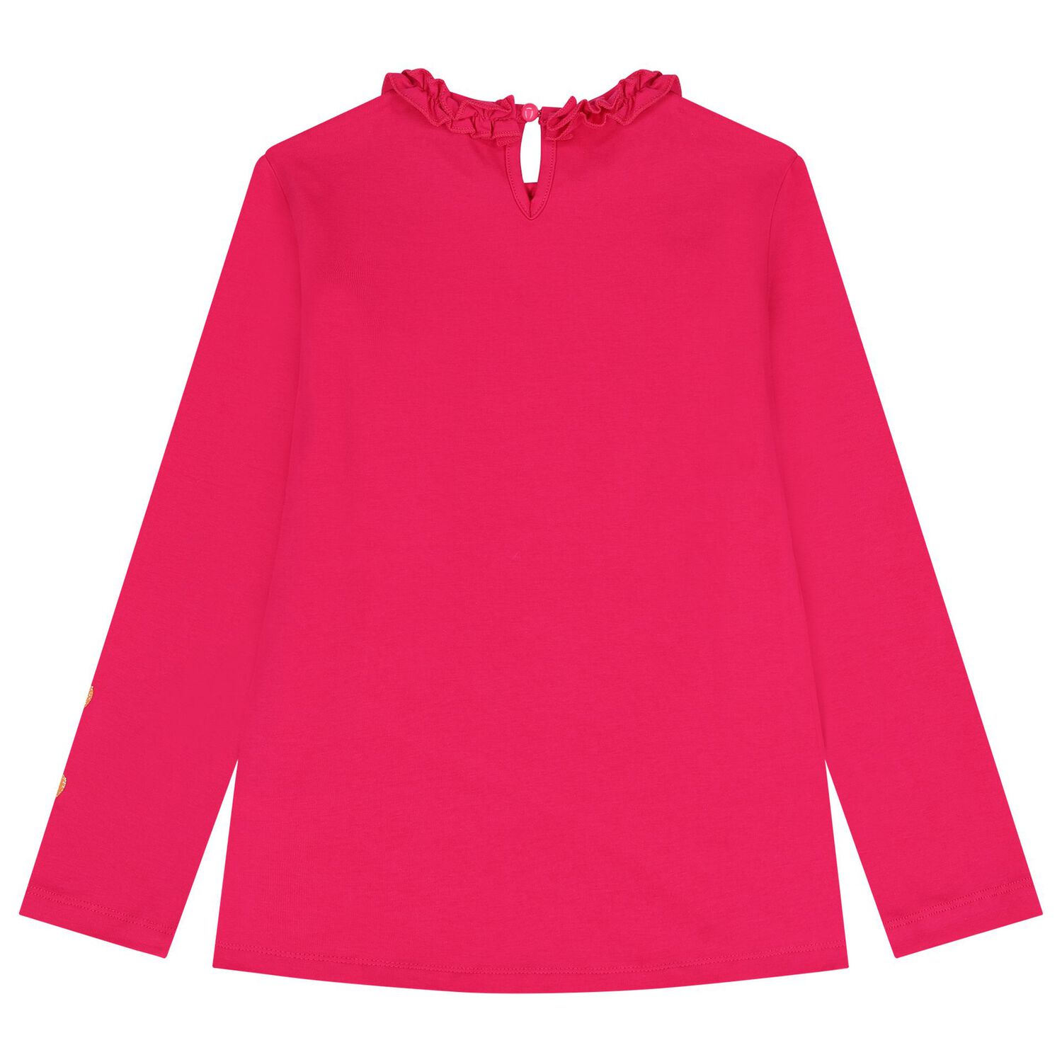 Girls Pink Glittery Hearts Long Sleeve Top, 1, hi-res