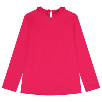 توب بطبعة قلوب لامعة  بأكمام طويلة  باللون الوردي للفتيات