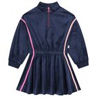 Girls Navy Blue Glitters Dress, 1, hi-res