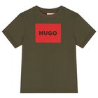 تيشيرت أولاد بالشعار باللون الأخضر, 3, hi-res