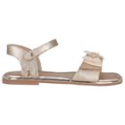 Girls Gold Leather Tulle Bow Sandal, 2, hi-res