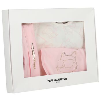 Baby Girls Pink & White Choupette Babygrow Gift Set