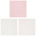 Baby Girls White & Pink Muslin Swaddles (3-Pack), 3, hi-res