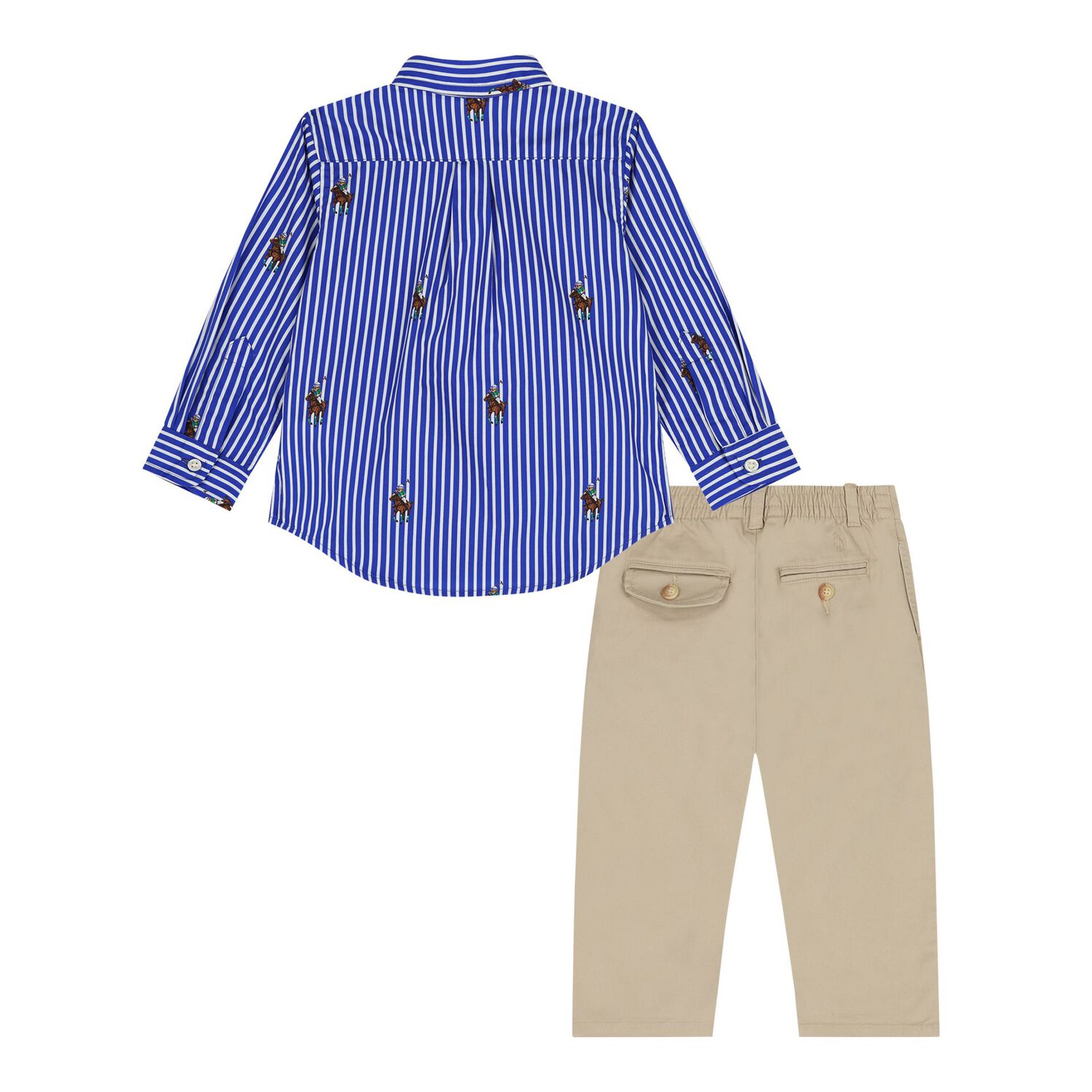 Baby Boys Blue & Beige Trouser Set , 1, hi-res