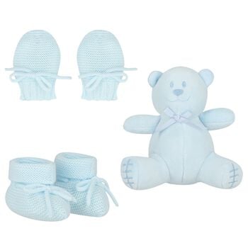 Baby Boys Blue Mittens & Booties Gift Set