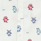 Younger Boys White & Blue Monster Shirt, 1, hi-res