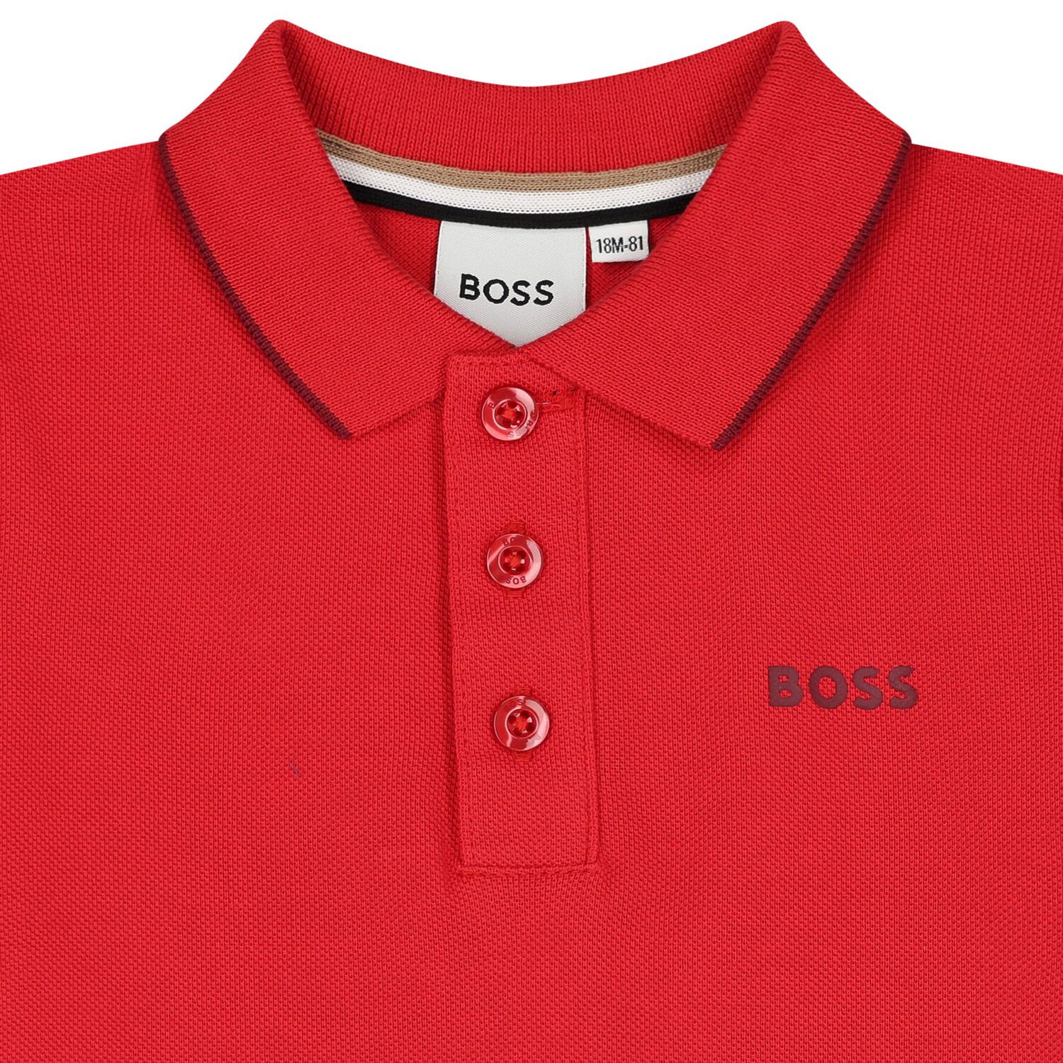 Younger Boys Red Logo Polo Shirt, 2, hi-res
