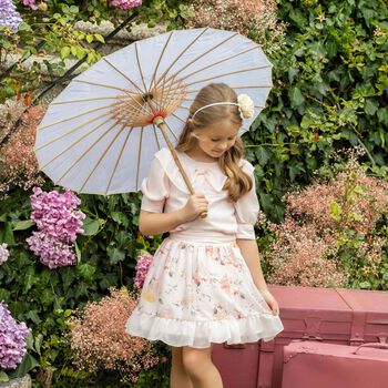 تنورة شيفون باللون الزهرى الفاتح للبنات 