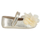 Baby Girls Gold Flower Shoes, 1, hi-res