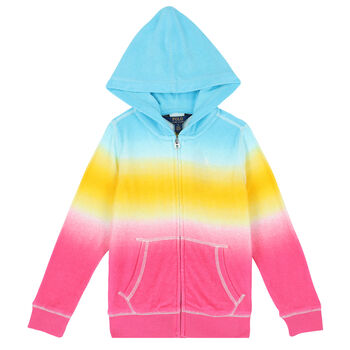 Girls Multi-Colored Logo Ombre Zip Up Top