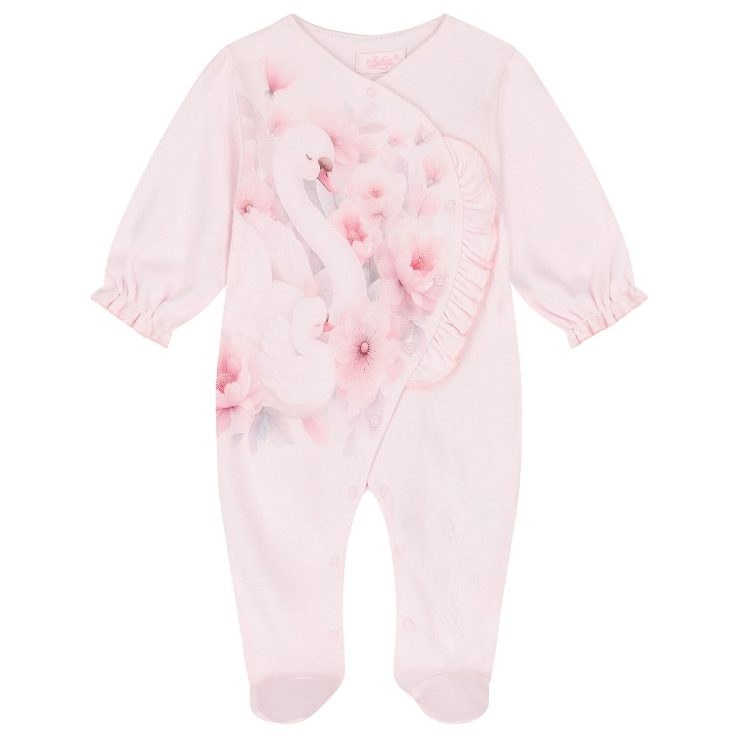 Baby Girls Pink Swan Babygrow Set, 1, hi-res image number null