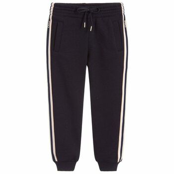 Girls Navy Logo Joggers